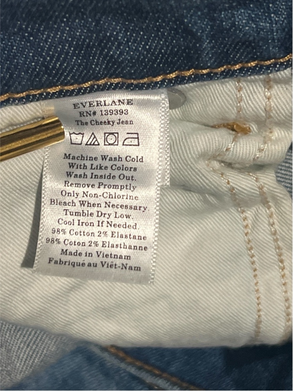 Everlane The Cheeky Jeans Women’s 31 Blue Cotton High Rise Straight Raw Hem - Picture 11 of 11